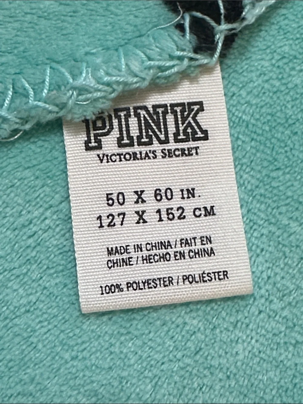 PINK Victoria's Secret Aqua and Black Striped Throw Blanket
